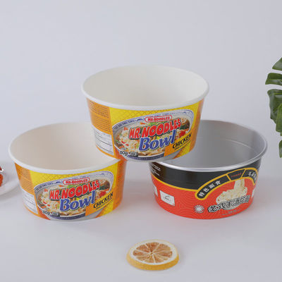 Taças de papelão impresso personalizado 860ml Taça de salada Taça de salada Kraft PLA revestido