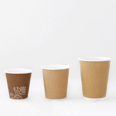 Personalização Ripple Wall Paper Cup 10oz Hot Drinking 90mm Paper Cold Drink