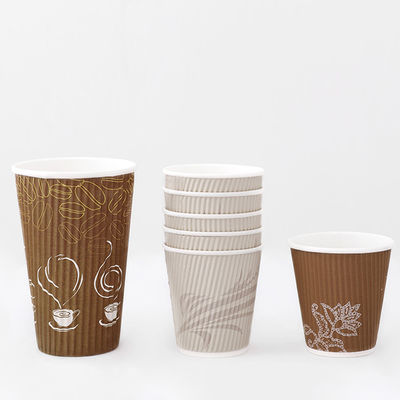 Copos descartáveis Kraft Ripple 12 oz 430 ml bebida fria copos descartáveis à prova d'água