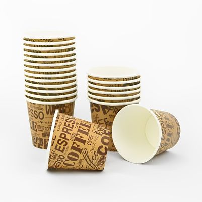 Logotipo impresso sob medida Copo de papel de parede único 6oz 180ml Copas de café de parede única dupla