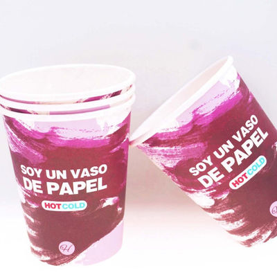 10oz 360ml Copo de papel de parede único Copo de plástico sem revestimento de cola Copo descartável para bebidas frias