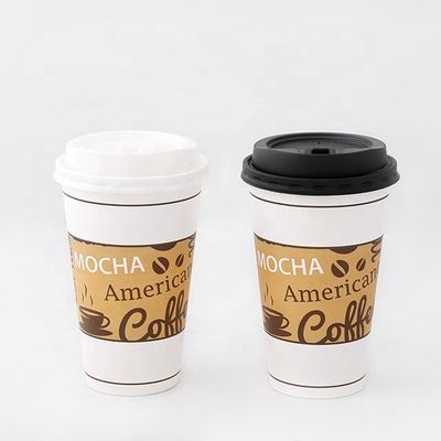 Copo de papel de bebida quente único sem plástico 16 oz 540 ml resistente ao calor compostável descartável