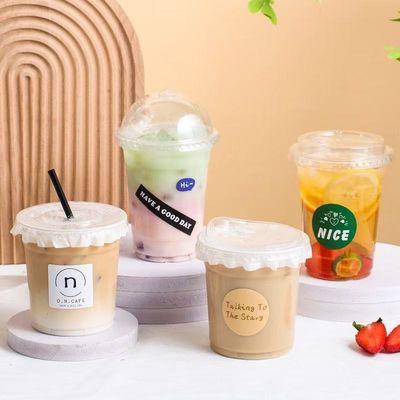 Copo de plástico transparente descartável para animais de estimação Logotipo personalizado Copo de café gelado