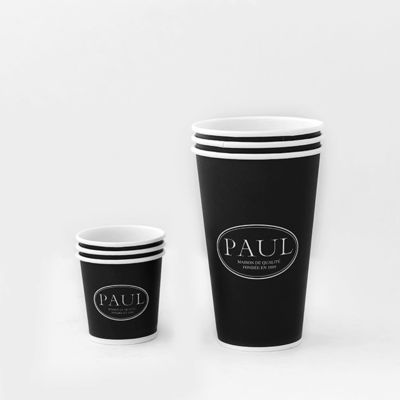 Copo de papel de parede único preto 540 ml 16 oz PE revestido copos de papel impresso descartáveis