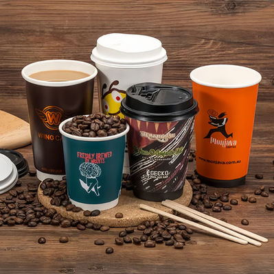 Copo redondo de papel de parede duplo 20 oz 610 ml Copas de café compostáveis personalizadas