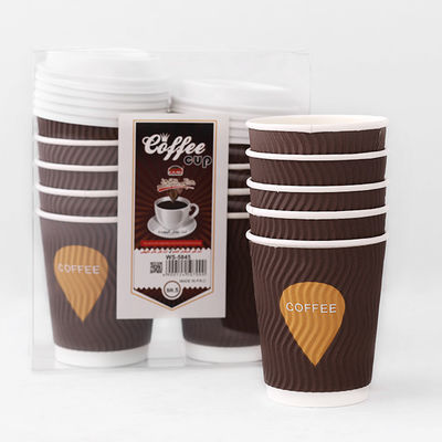 8oz Kraft Cups Ripple de papel 92mm PE revestido Cups de papel de café quente