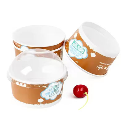 600 ml Microondas Copas descartáveis Cartão Logotipo personalizado Papel branco Copas de sorvete
