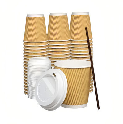 4OZ 125ml Kraft Paper Cups Kraft Ripple Cups Revestidos com PLA