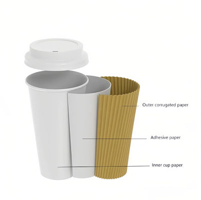 Mini-Copas Kraft Ripple descartáveis 315 ml Copas biodegradáveis de bebidas quentes