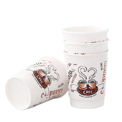 Copo de papel de parede simples com impressão personalizada de 3oz-32oz com tampas