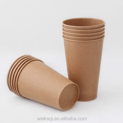 Logotipo personalizado Kraft descartável Single Wall Paper Cup 3oz a 32oz